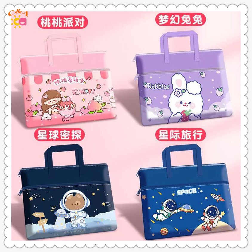 A4 File Bag Portable File Bag Super Cute Cartoon Student Tutorial Bag ...