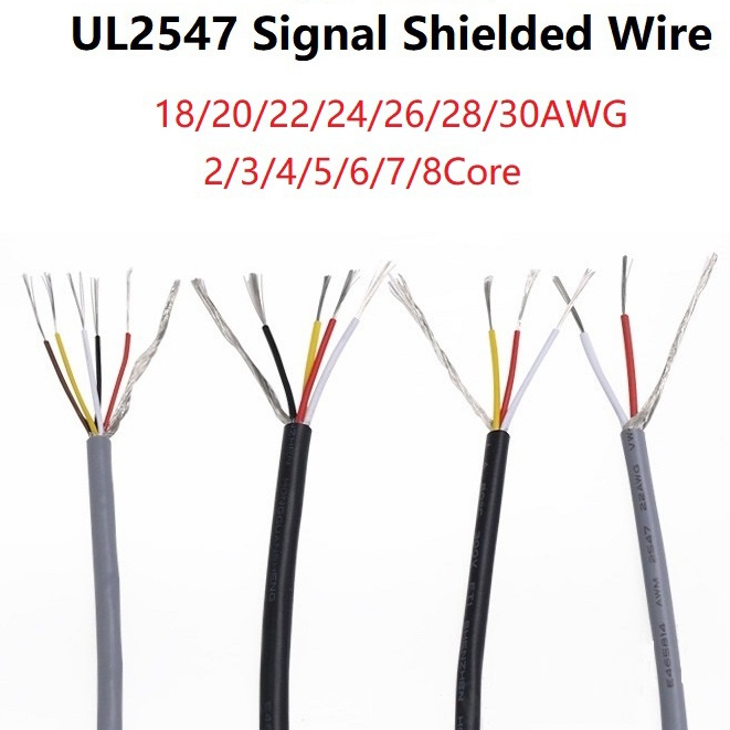 5M UL2547 Signal Shielded Wire Cable 22 24 26 28 30 AWG PVC Insulated 2 ...