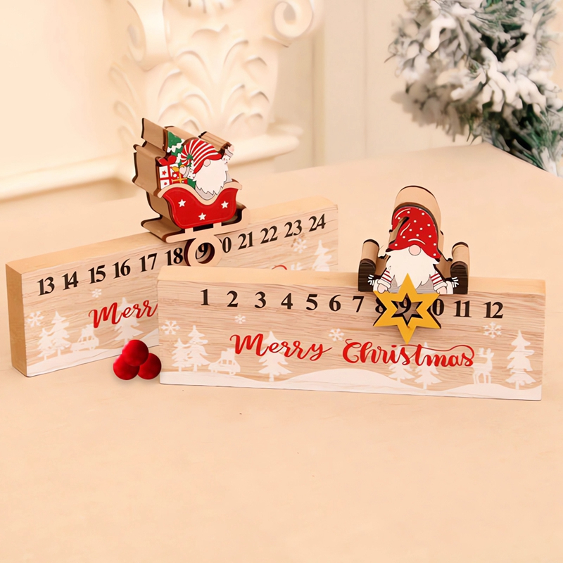 Wooden Santa Slidable Countdown Calendar Christmas Advent Calendar 2024