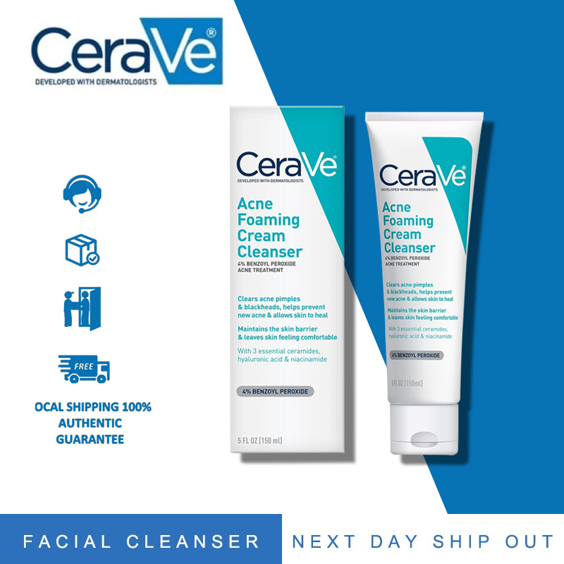 [100% Authentic] Cerave Acne Foaming Cream Cleanser 150ml | Shopee ...