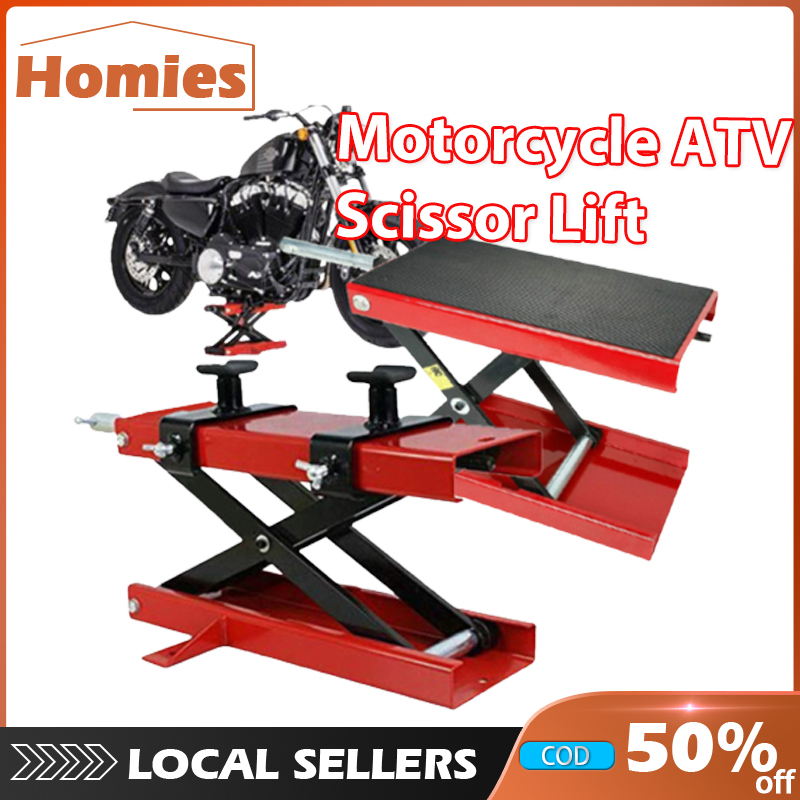 Motorcycle ATV Scissor Lift Jack Crank 500KG 1100 lbs Table Hoist Stand