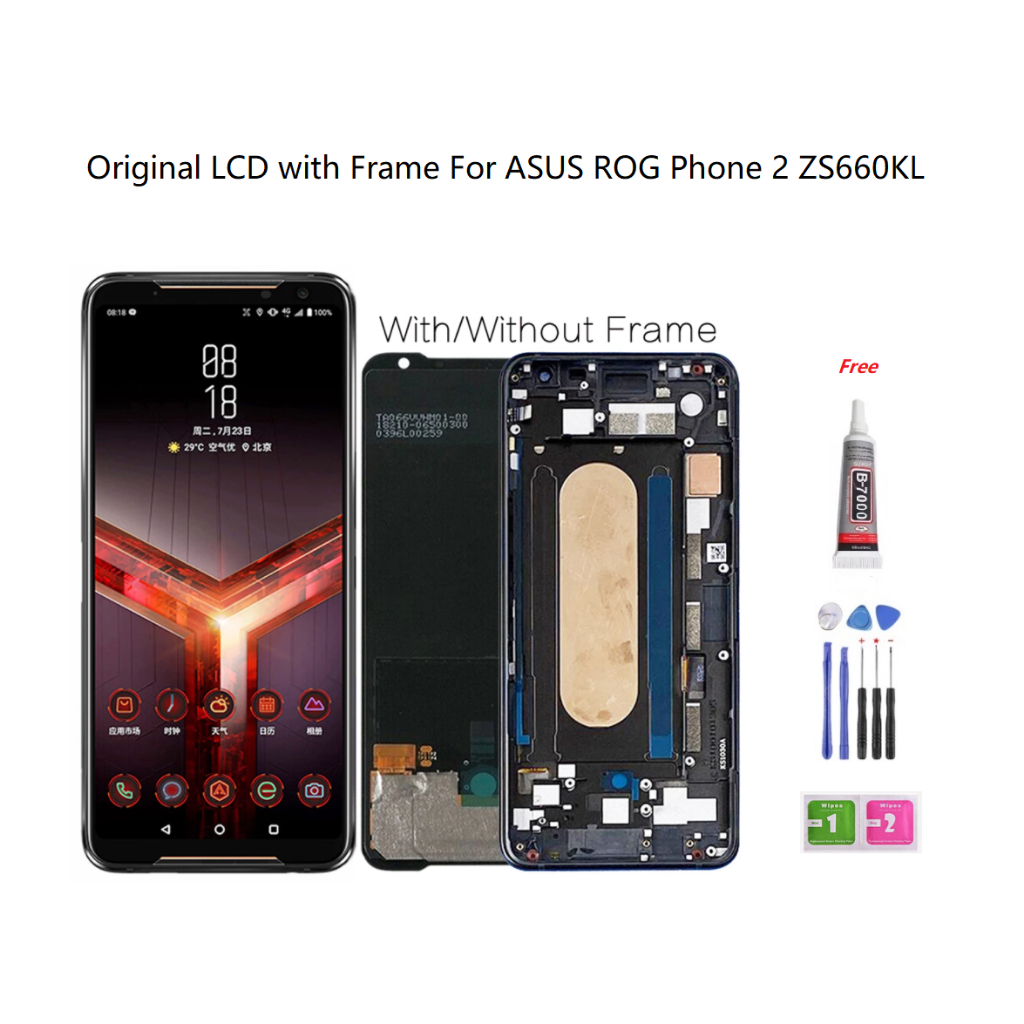 New LCD With Frame For ASUS Rog Phone 2 ROG 2 ZS660KL LCD With Touch ...