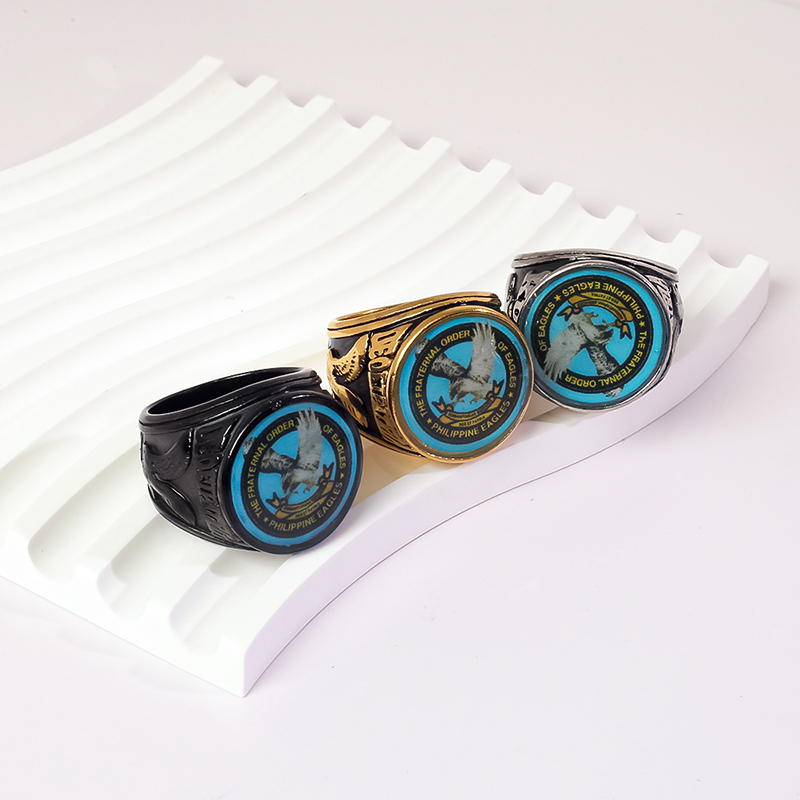 New Design Classic Stainless Steel Colorful Eagles Ring TFOE-PE Ring ...