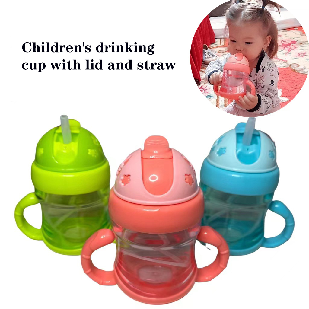 Cartoon Baby Cups Portable Sippy Cup Large Capacity Baby Training Drinking Cup Children Water Bottle Straw Cup
