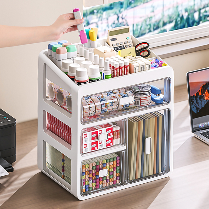 Extra Large Stationery Storage Box Drawer Type Transparent Bookshelf 