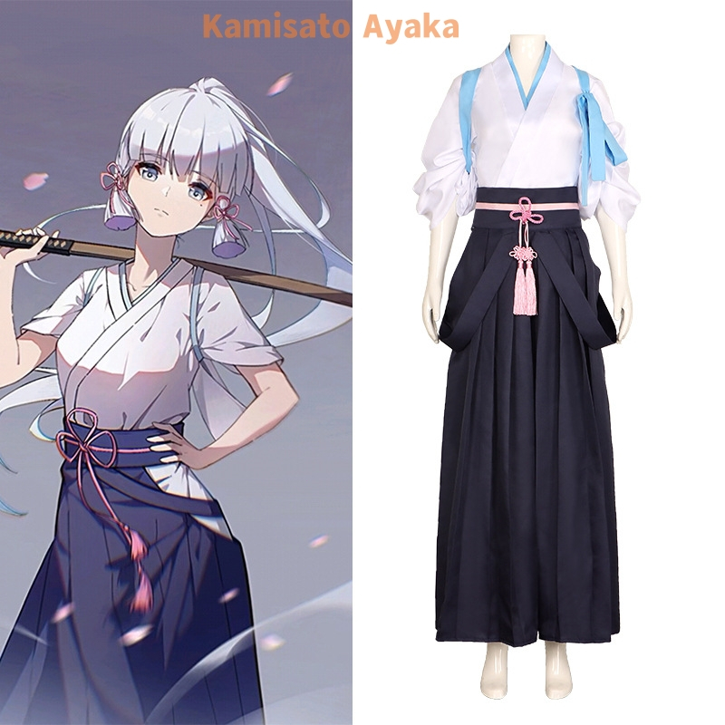 Genshin Impact Cos Costume Kamisato Ayaka Cos Kimono Kendo Costume