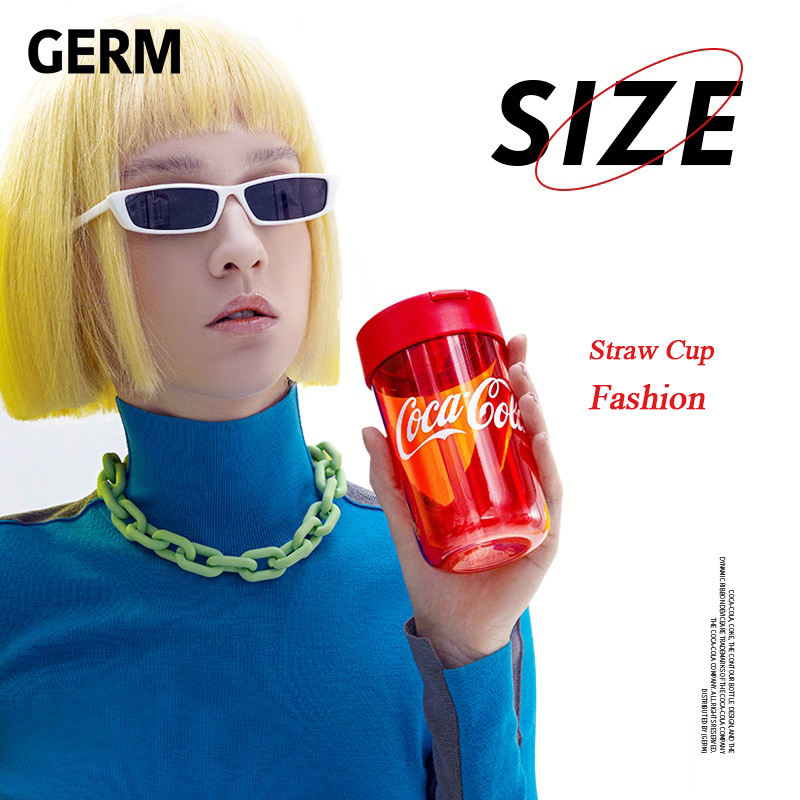 GERM Portable Straw Cup Fashion Coffee Cup Juice Bottle Tritan Coca