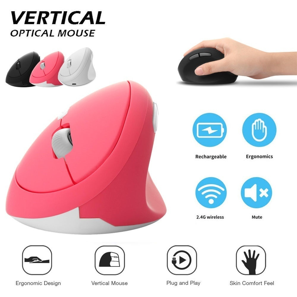 [ELE] 2.4GHz Wireless Mouse For Laptop Rechargeable Ergonomic Vertical ...