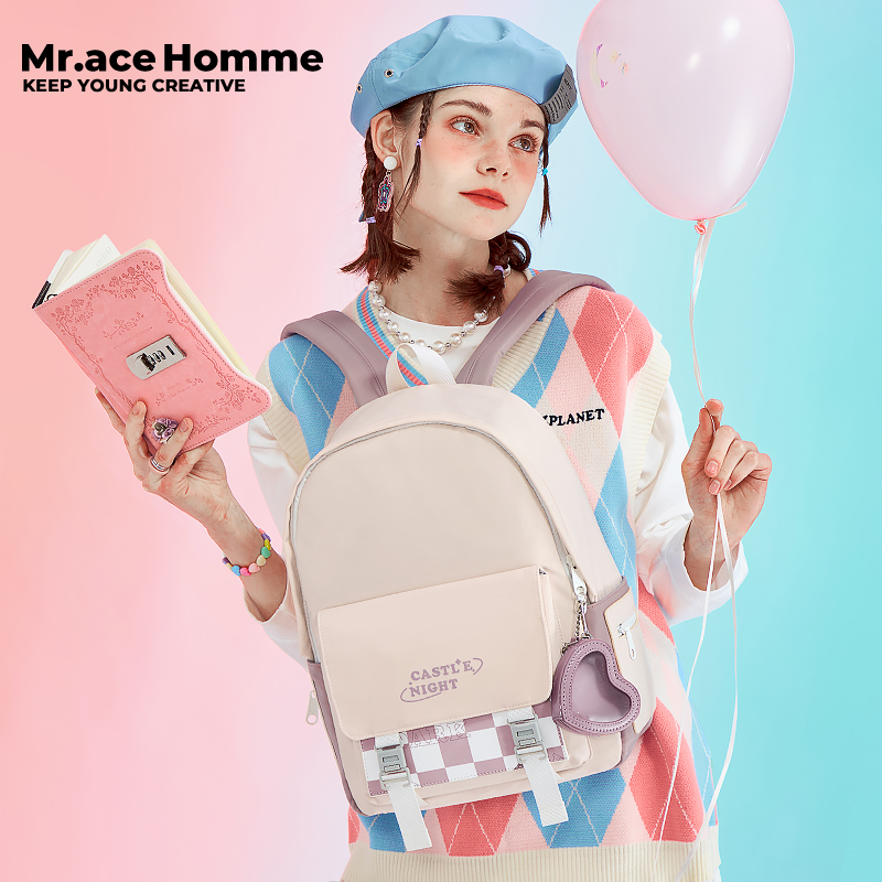 Mr.ace Homme korean pink bagpack for school aesthetic original nylon backpack School bag Shopee Philippines