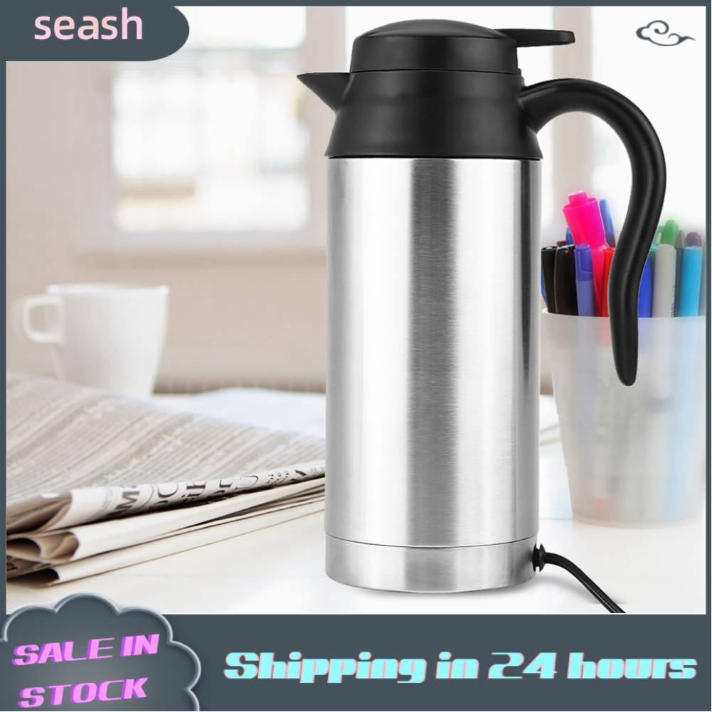 Seashorehouse 12V 750ml Car Stainless Steel Heating Kettle Electric Mug Water Tea Cup Thermos
