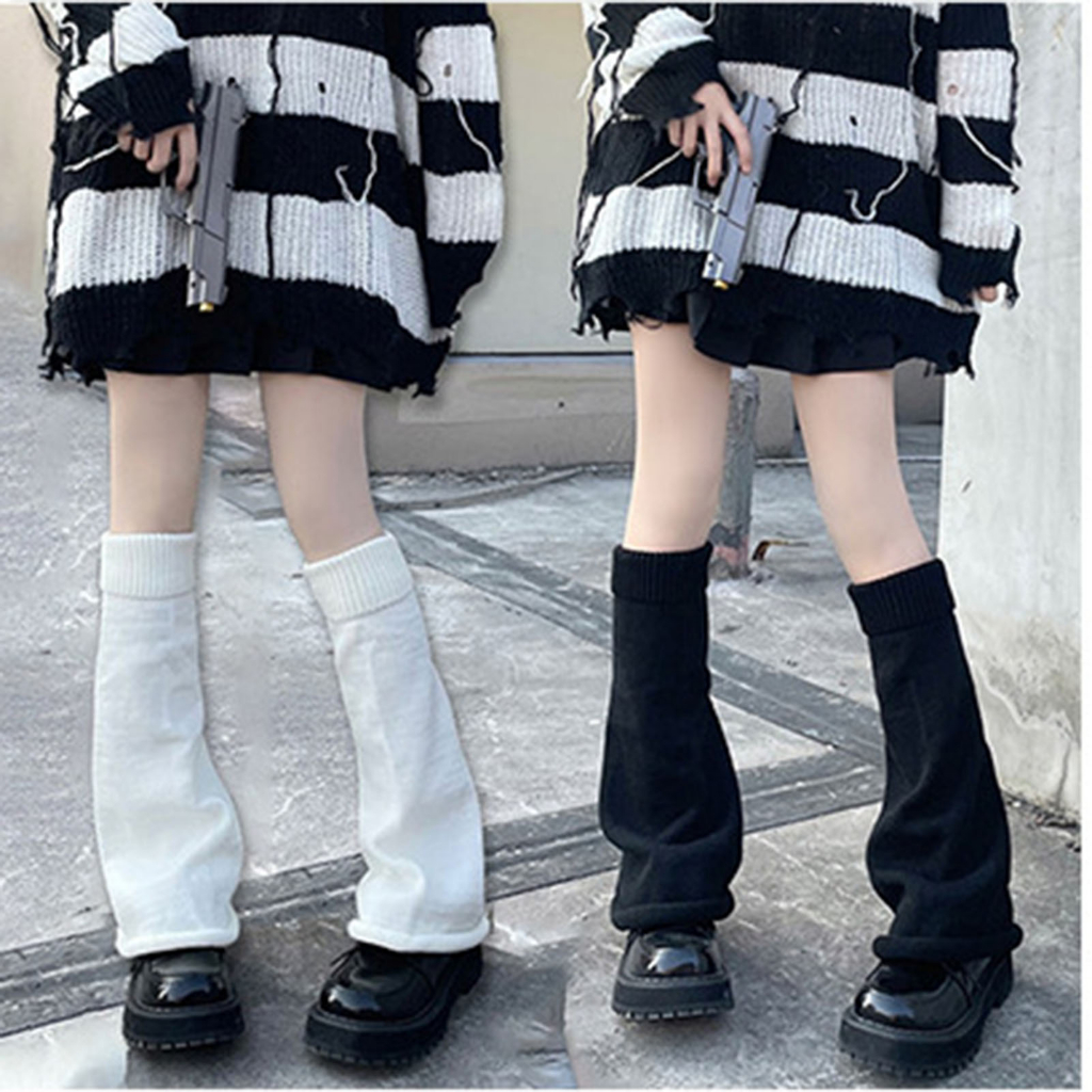 Y2k Lolita Leg Warmers Kawaii Knitted Long Socks Calf Gaiters Ankle ...