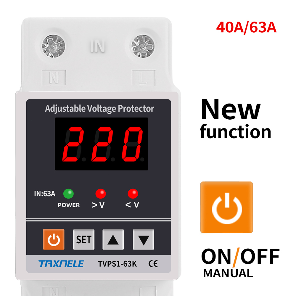 Din rail 63A Automatic Reconnect Over Under Voltage Current Limit
