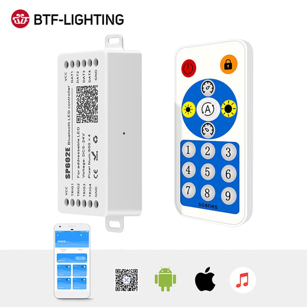 BTF-LIGHTING SP602E LED Addressable Controller 4*600Pixels DC5V-24V ...