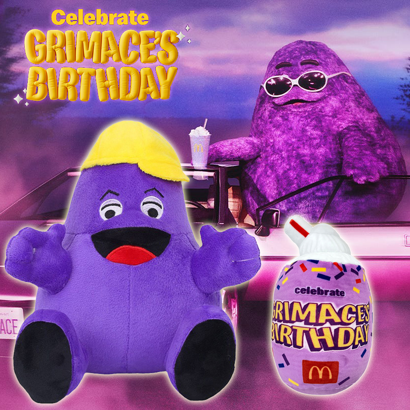 Grimace Shake Plush 25cm Yellow Hat Grimace Shake Cup Stuffed Toy Soft ...