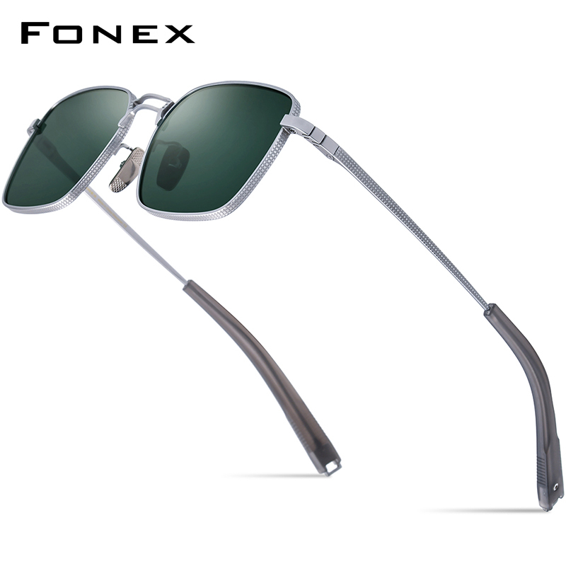 FONEX Titanium Sunglasses Men Fashion Retro Vintage 2023 New Square High  Quality Nylon Lens UV400 Sun Glasses Women MRX-8827T