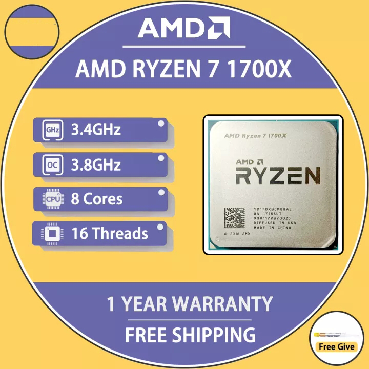 AMD Ryzen 7 1700X R7 1700X 3.4 GHz Eight-Core CPU Processor ...