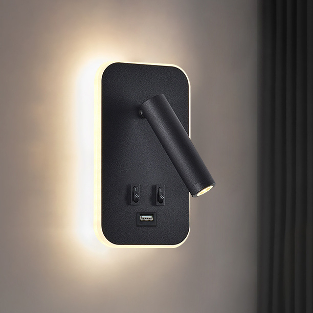 3W 8W front light backlight 350 degree rotating adjustable wall lamp