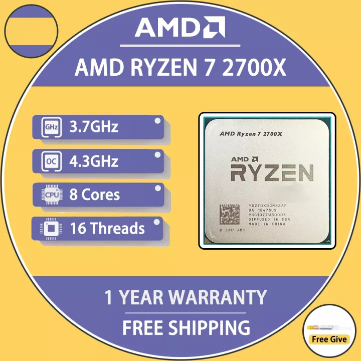 Amd Ryzen 7 2700x R7 2700x 3 7 Ghz Eight Core Sixteen Thread 16m 105w