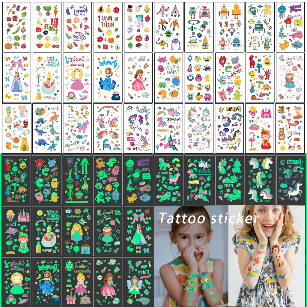 10pcs/set Children Cartoon Tattoo Stickers Water Heat Transfer Stickers ...