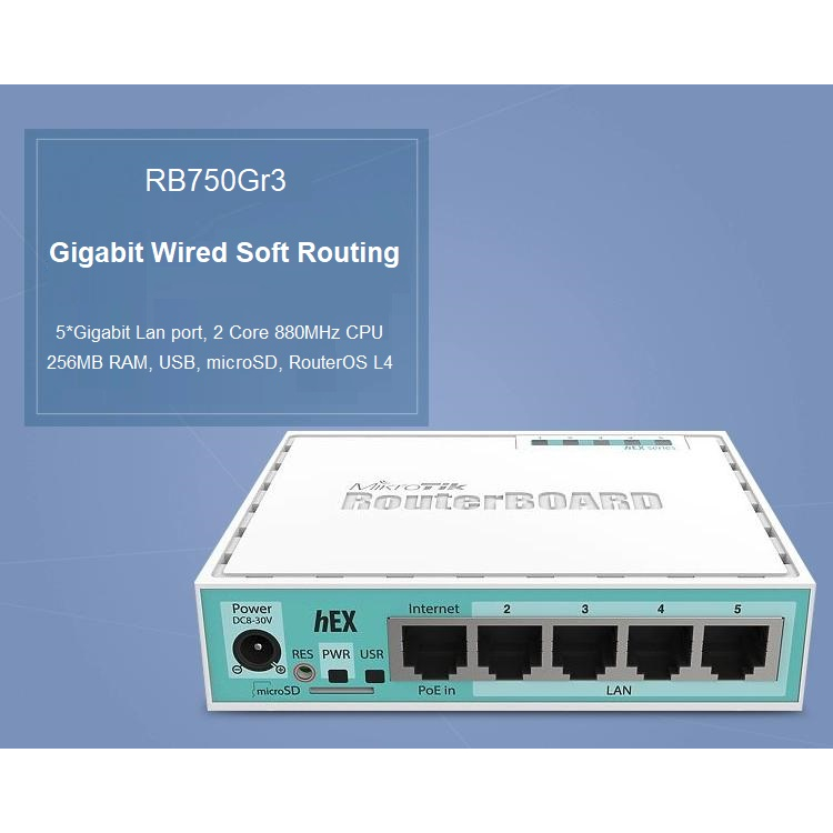 MikroTik hEX RB750Gr3 - 5-Port Gigabit Management Router with Anti-Lag ...