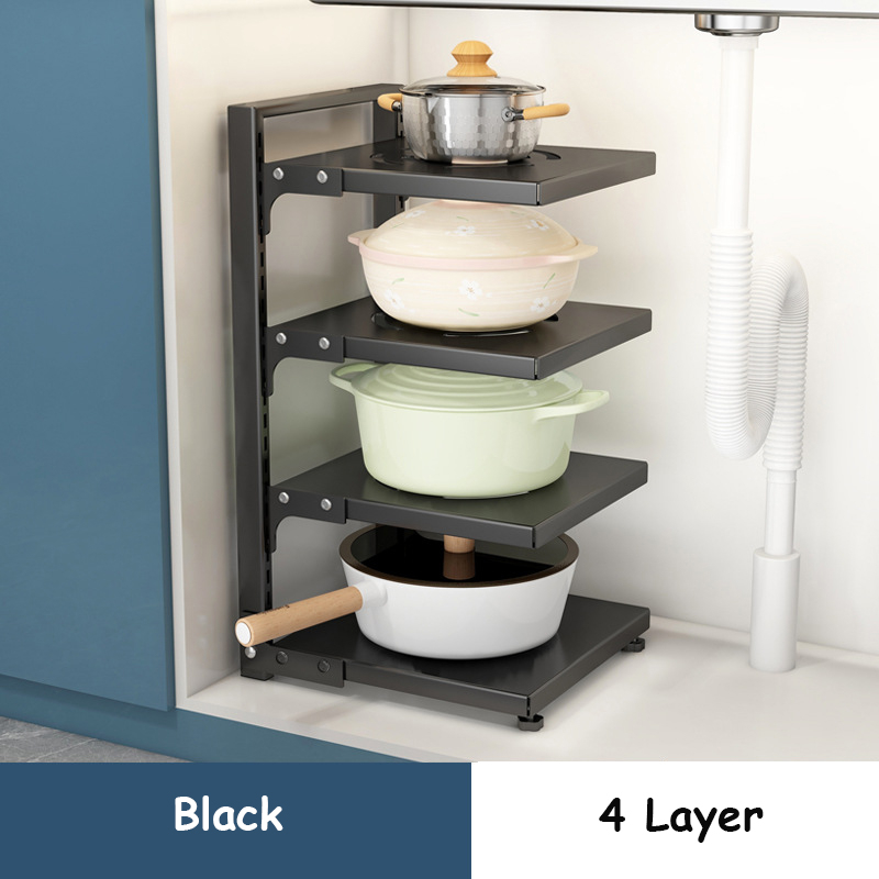 Kitchen storage rack household multilayer pot rack multi functional
