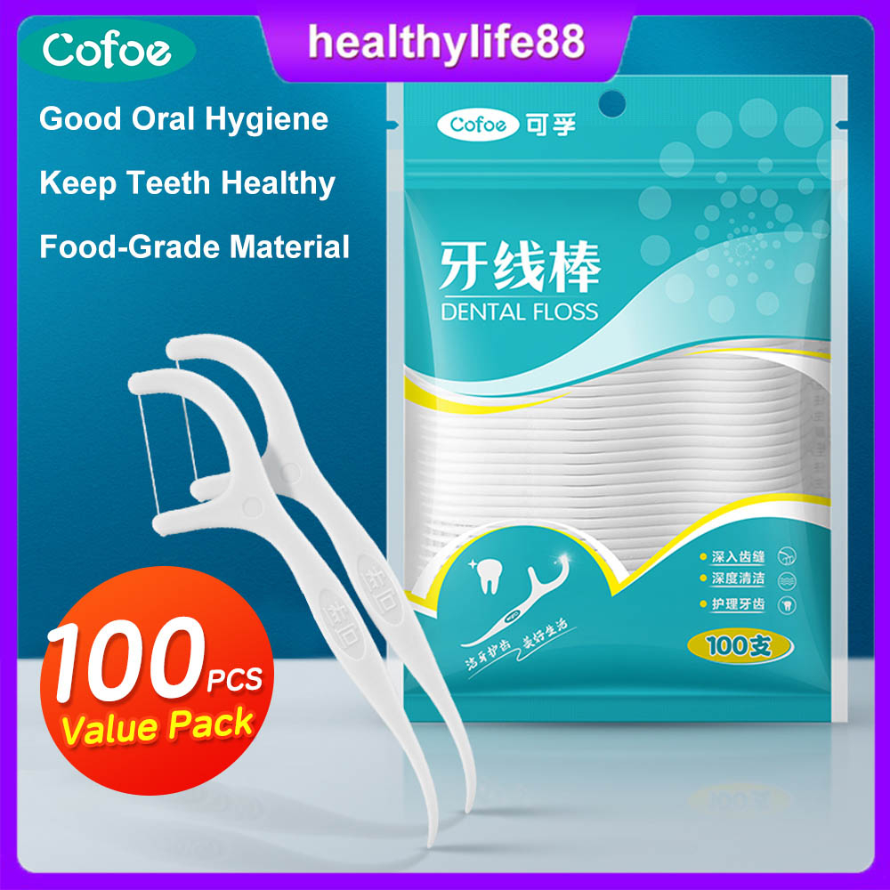 Cofoe Dental Floss Stick Pick Toothpicks Interdental Cleaning Oral Care ...
