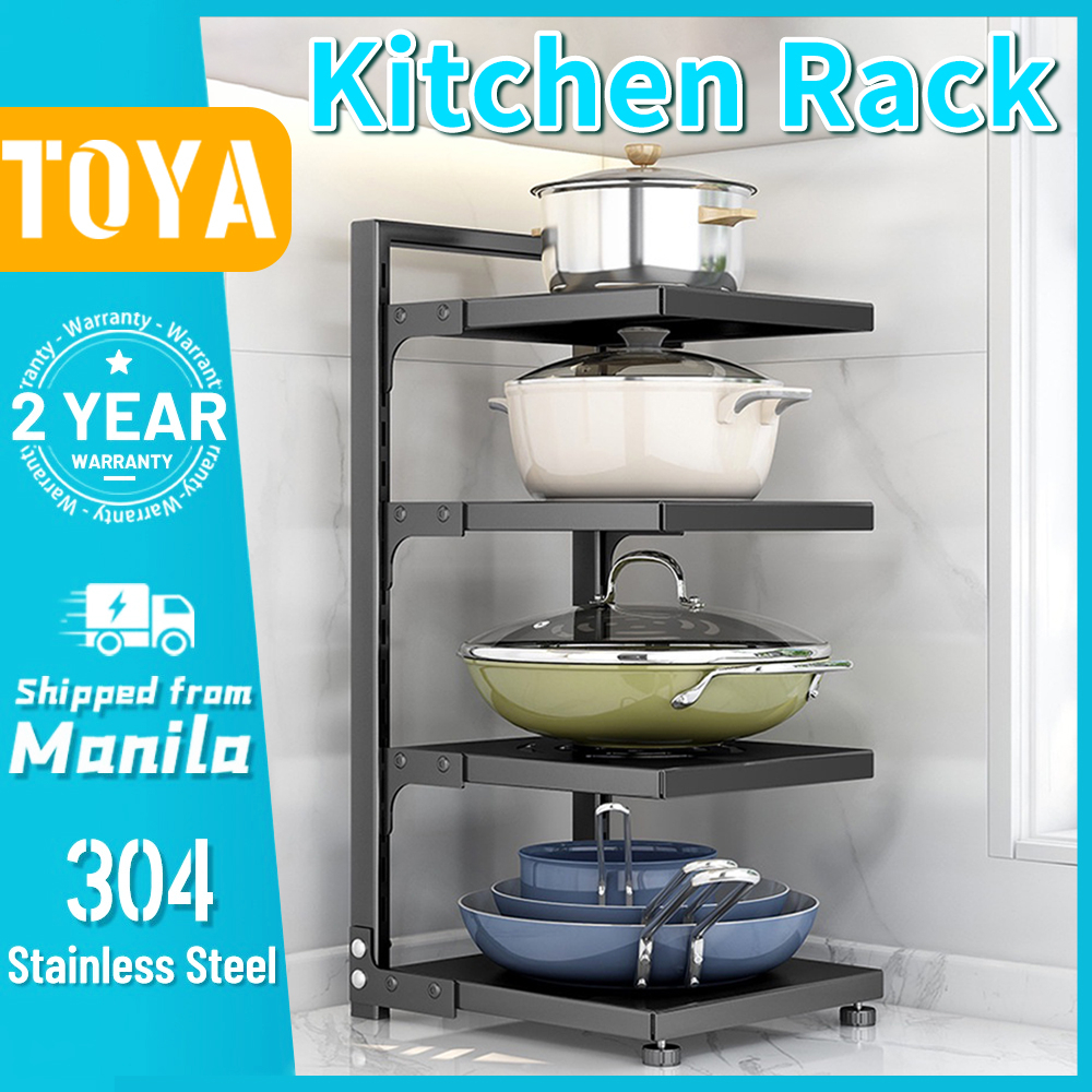 TOYA Kitchen Pan Organizer 24 Layer Pot Rack Adjustable Under Sink Countertop Multipurpose Rack