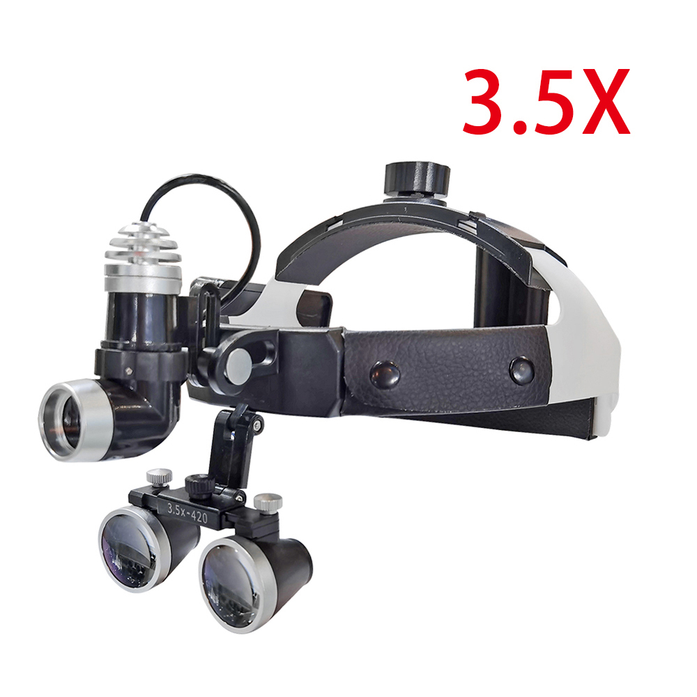 AZDENT 5W LED Surgical Headlight With Binocular Loupe – 3.5x Magnification, White (Dental/Medical)