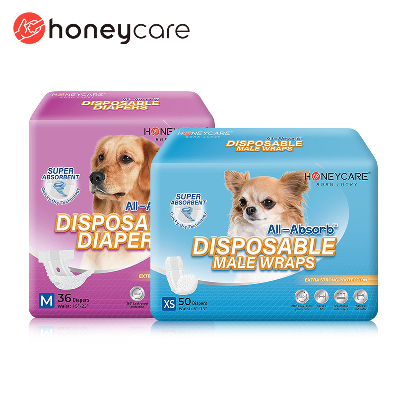[Ready Stock] Honeycare 50pcs Dog Diapers And Pet Diaper Male Wraps and