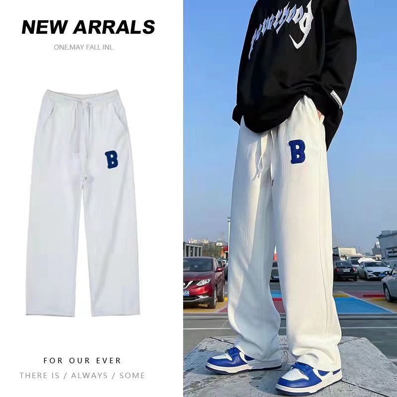 YS slocks pants loose straight cut pants Korean sweatpant wide leg