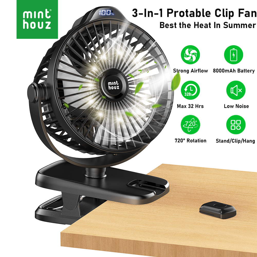 Minthouz Remote Portable Fan Rechargeable 8000mAh Battery Operated Fan ...