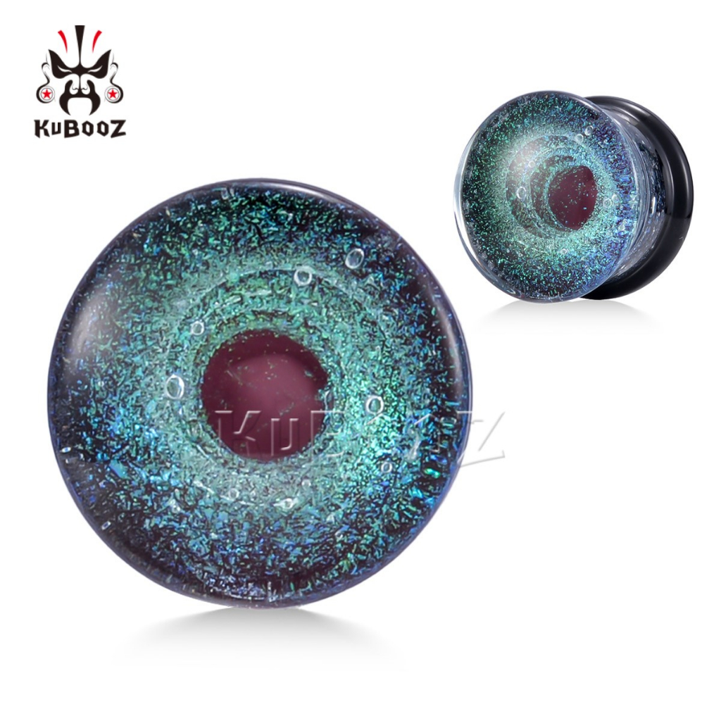 KUBOOZ 2PCS Vortex Ear Gauges Expanders Plugs Tunnels Glass Piercing ...