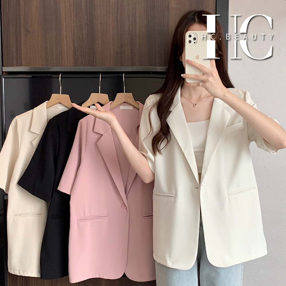 For Women Thin Suit New Style Korean Version  Short-Sleeved Loose Casual Women Blazer Coat
