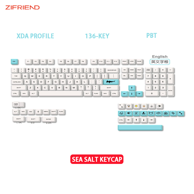 ZIFRIEND Sea Salt Keycap 136Key XDA Profile PBT DIY Mechanicial