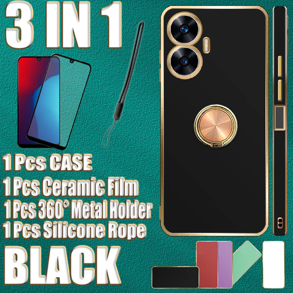 3 IN 1 For Realme C55 RMX3710 Electroplated Case With Ceramic Film and ...