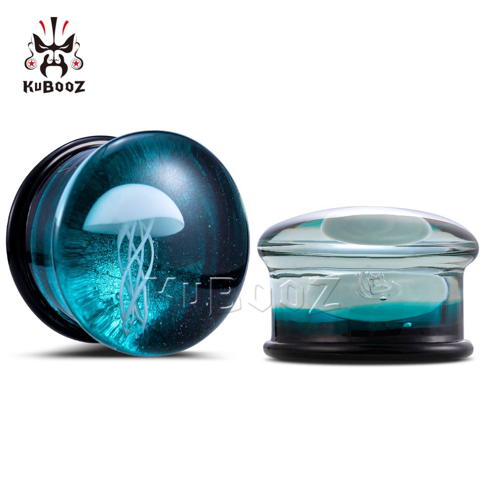 KUBOOZ 2PCS Ear Plugs Gauges Blue Jellyfish Stretchers Expanders ...