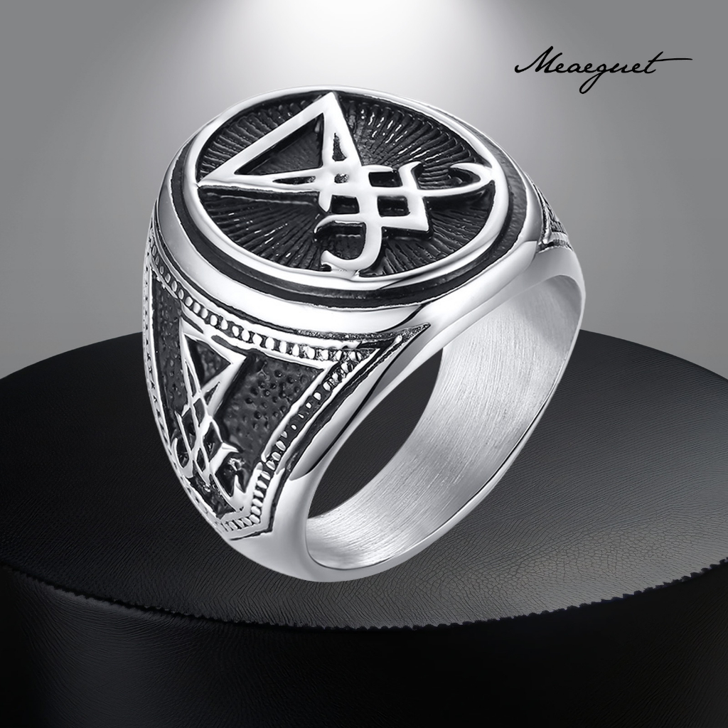 Men Sigil of Lucifer Devil Seal of Satan Stamp Ring for Men Casting ...