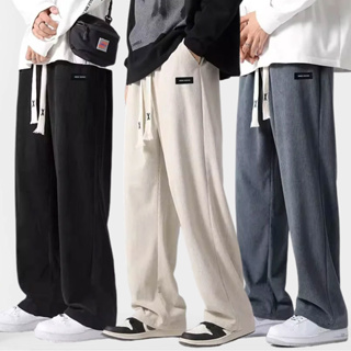 M-3XL】Korean Style Corduroy Baggy Pants For Men Drawstring Tag Long Pants  Casual Loose Sweatpants Men Japanese Plain Striped Texture Slacks Pants  Mens Wide Leg Pants For Men