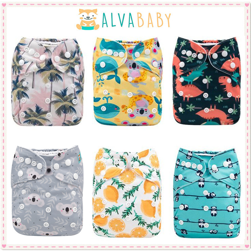 6+6 Pcs/Set ALVA Baby Cloth Diaper With Bamboo Charcoal Inserts