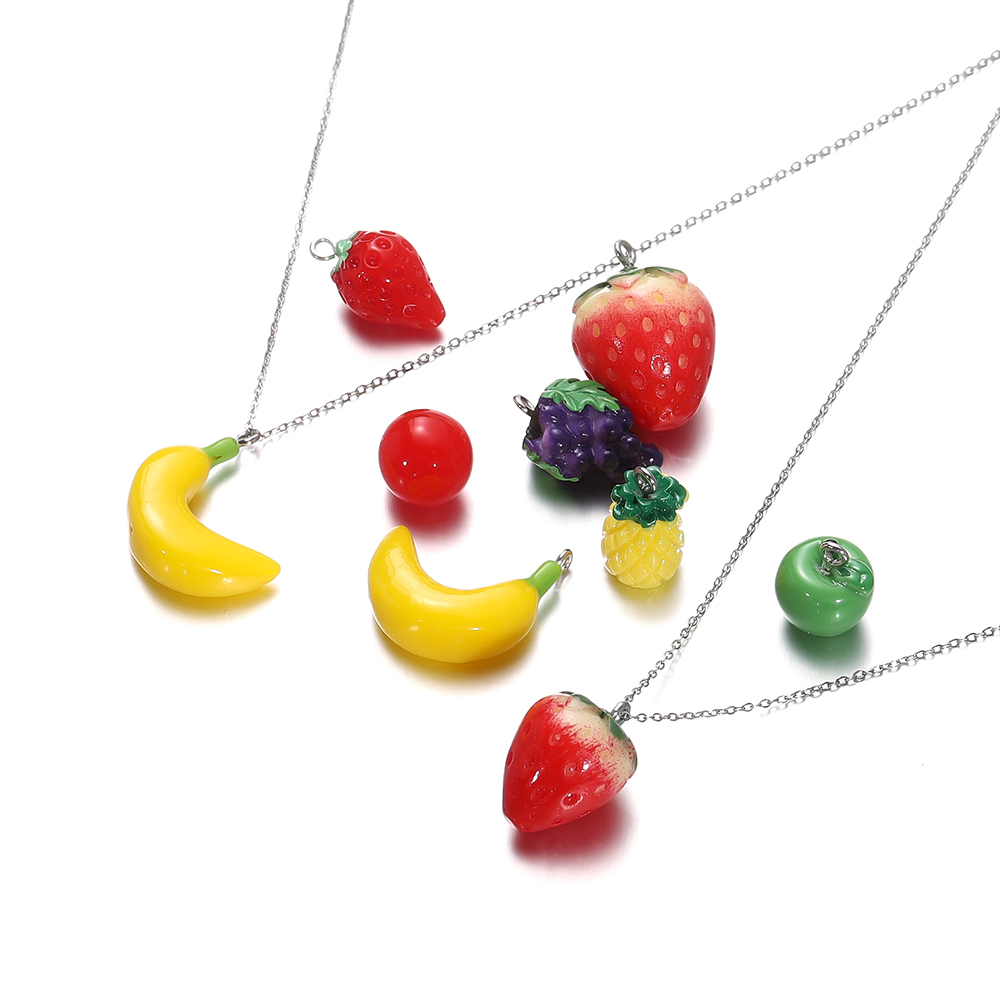 St. kunkka 2pcs Resin Simulation Fruit Pendant Strawberry Apple Tomato ...