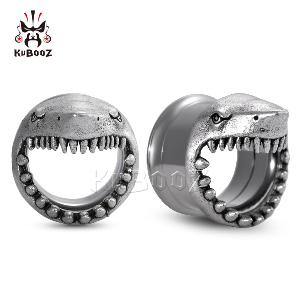 KUBOOZ 2PCS Ear Gauges Tunnels Plugs Screw Expander Stretchers Shark Stainless Steel Earrings Piercing Body Jewelry Shopee Philippines