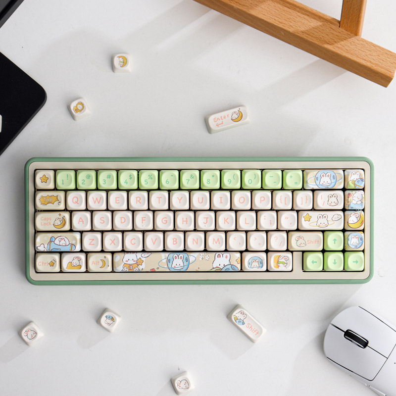 GMK Space Rabbit 143 Key PBT Keycaps Dye Sublimation Moa Highly For ...