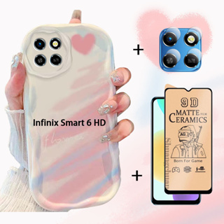 For Infinix Smart 6 HD X6512 Fashion Painted Soft Case For Infinix Smart 6  HD 2 IN 1 With Two Piece Ceramic Film