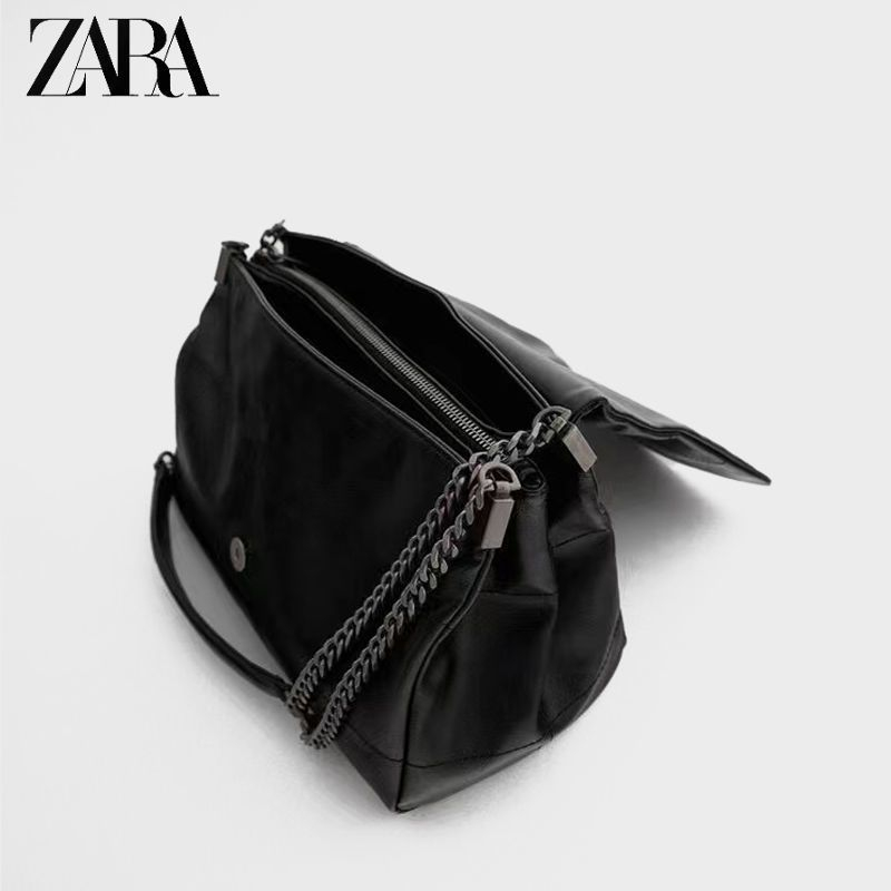 ZARA Bag Black Women's Shoulder Bag Crossbody Bag Triple Zipper Tote