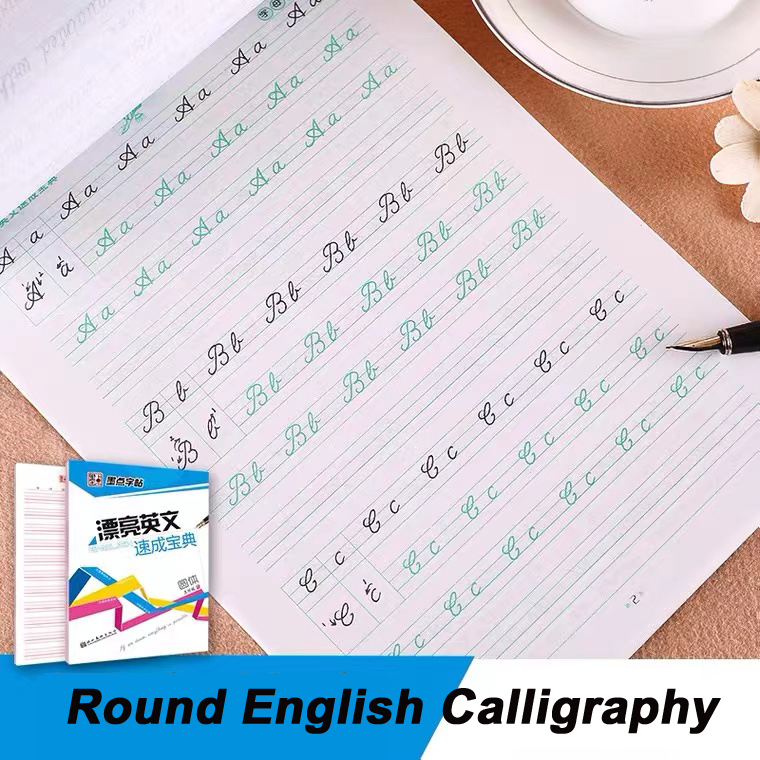 Round English Cursive Handwriting Practice Book Calligraphy Practice 