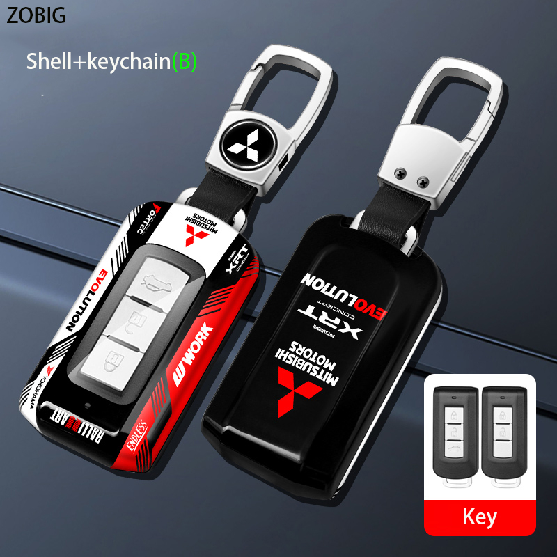 ZOBIG Racing Style ABS Key Fob Cover for Mitsubishi Car Key Case Shell ...