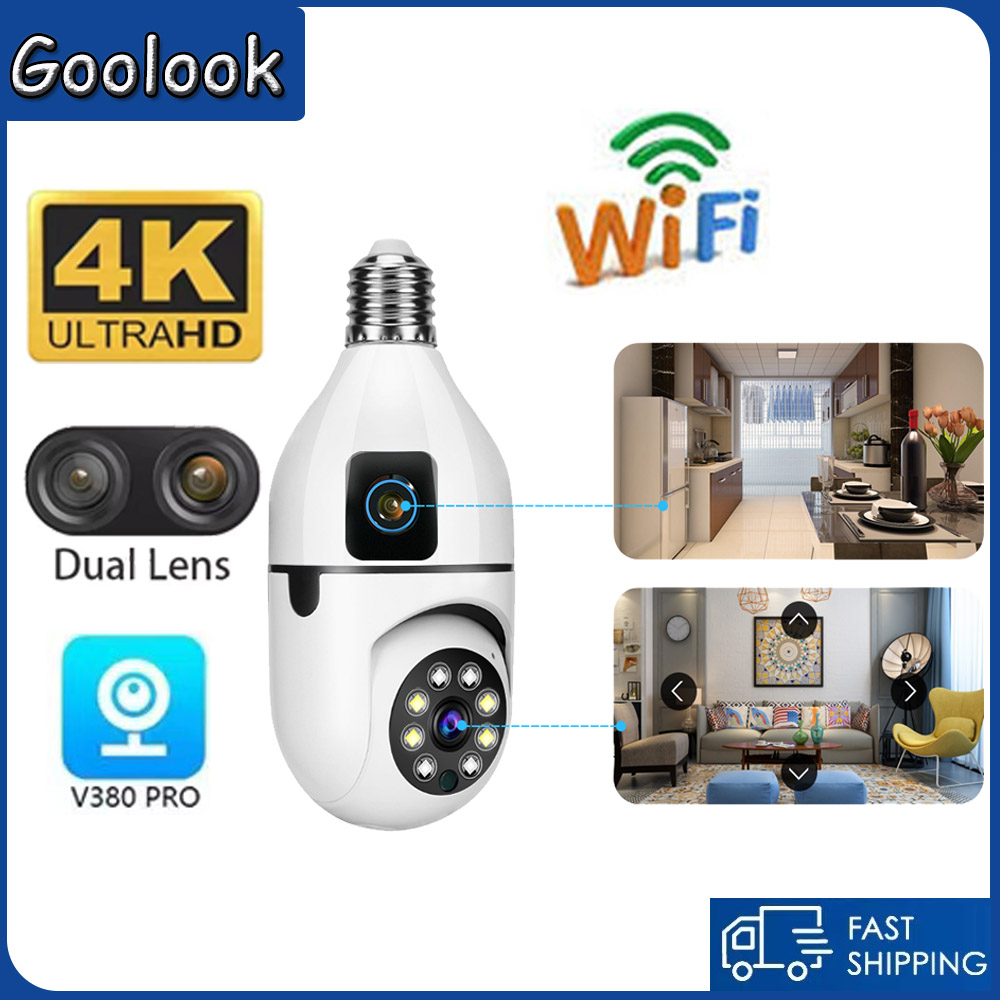 Goolook V380 Pro 4K 8MP WIFI Wireless Indoor Mini Camera E27 Bulb CCTV