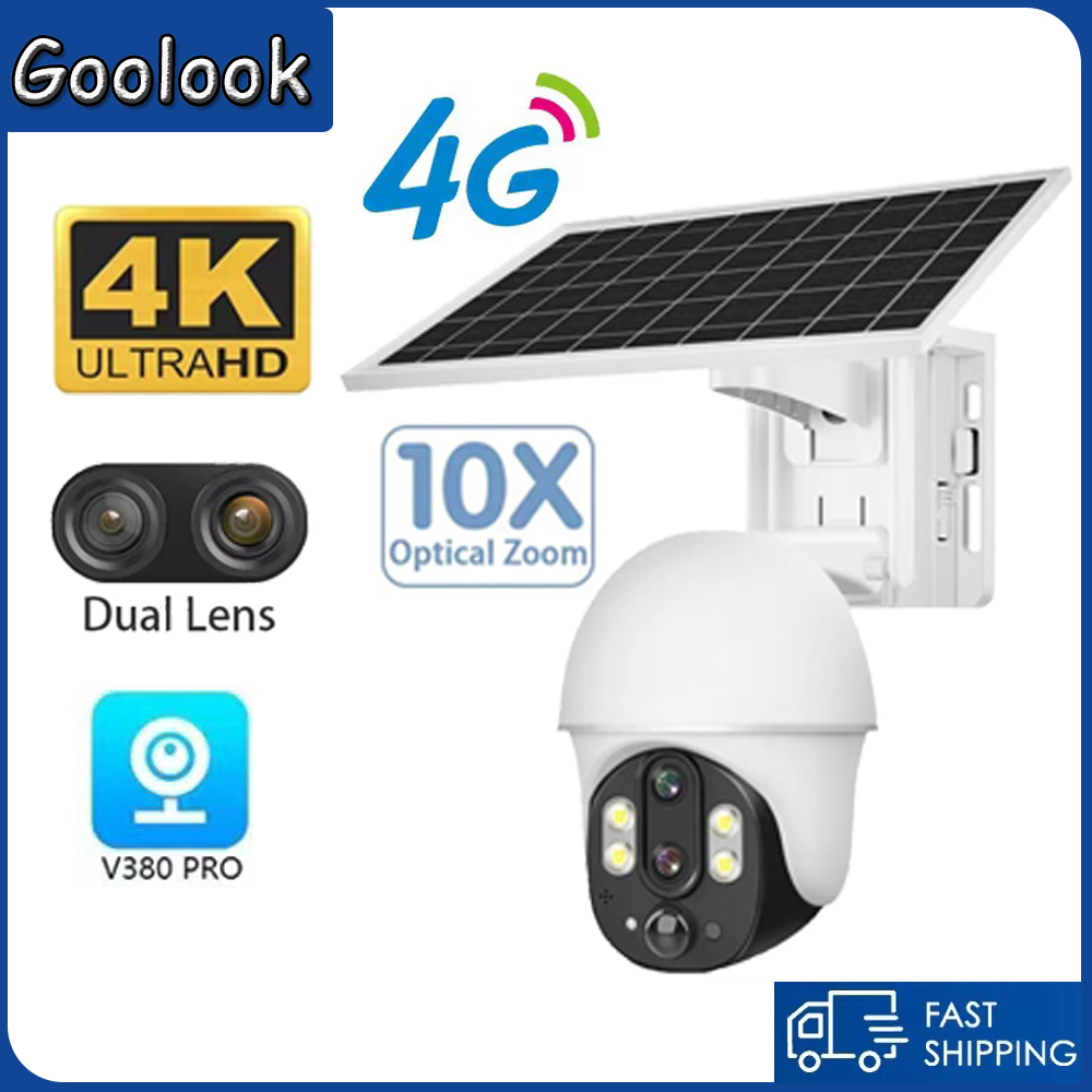 【Dual Lens 10X optical zoom work with 4G SIM card】V380 Pro 8MP 4K 4G