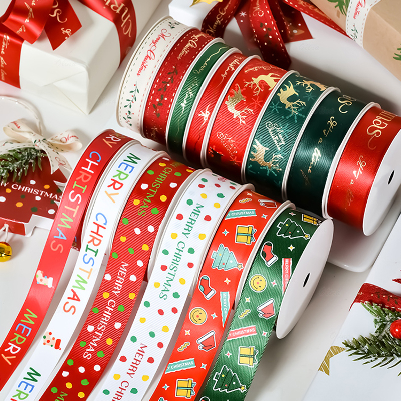 9metres/roll Christmas Ribbon 9mm 16mm 25mm Ribbons for Christmas Gifts ...