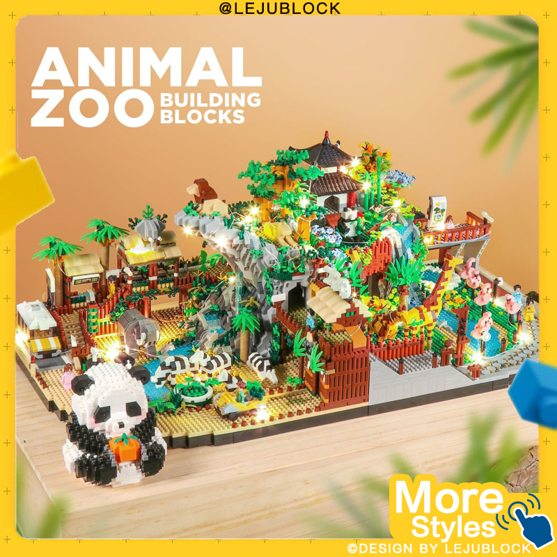 【LEJUBLOCK】zoo building blocks toys for kids forest kingdom nano block ...
